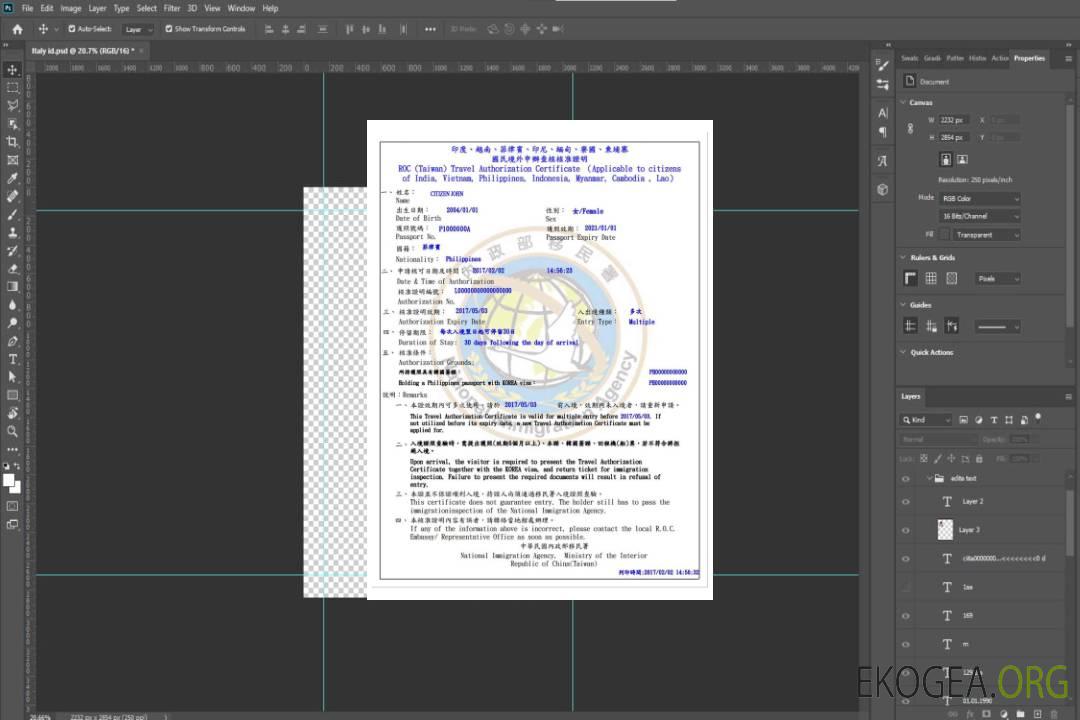 Certificat de voyage à TAÏWAN template Certificat de voyage à TAÏWAN template